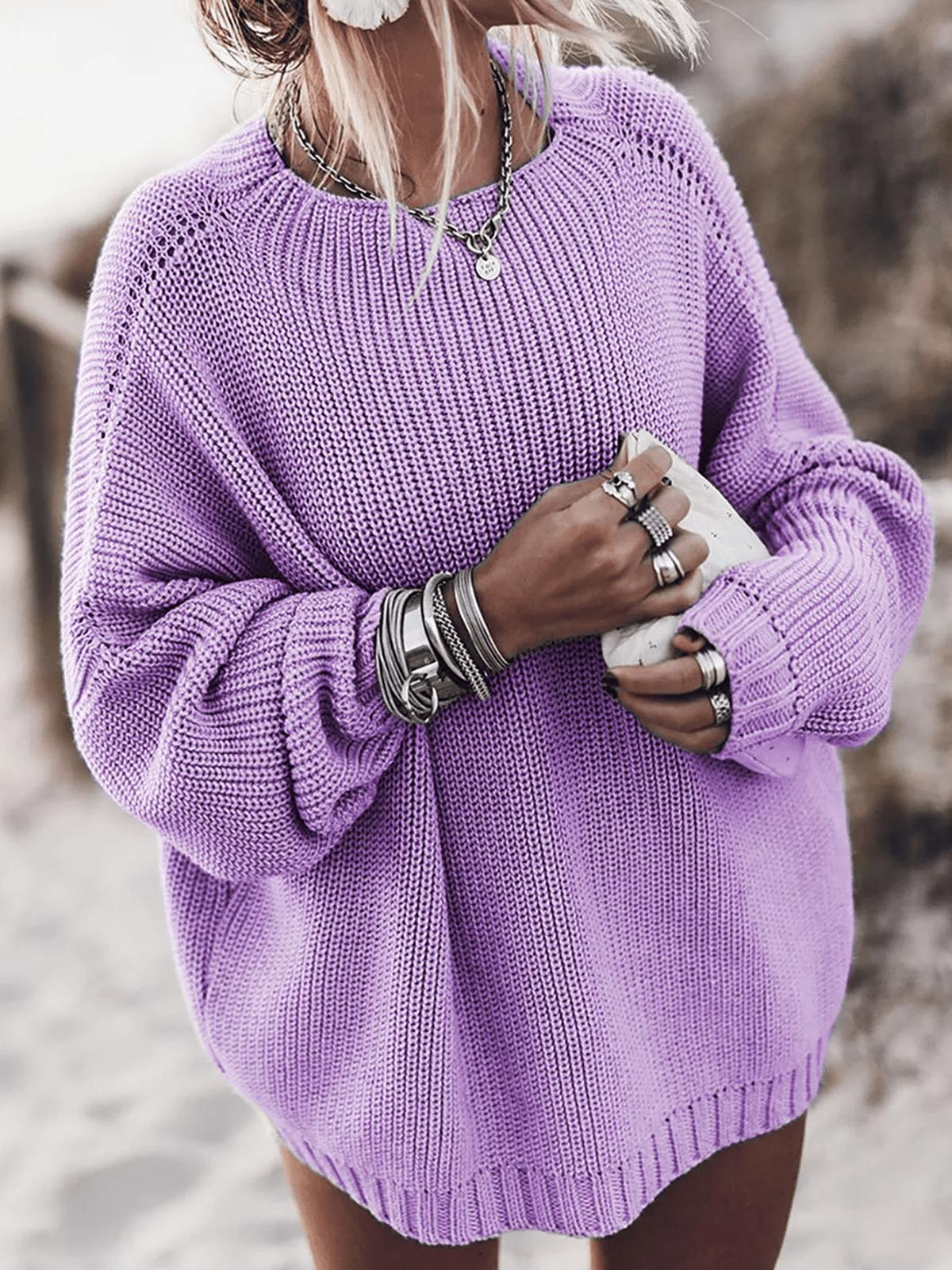 Chunky Knit Pullover Sweater | Slouchy Fit | Ribbed Trim Detail
