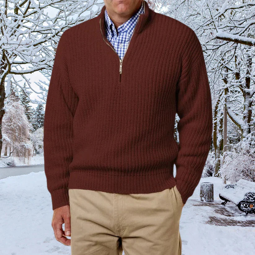 Men's Waffle Knit Half-Zip Sweater | Classic Fit | Cotton Blend Pullover