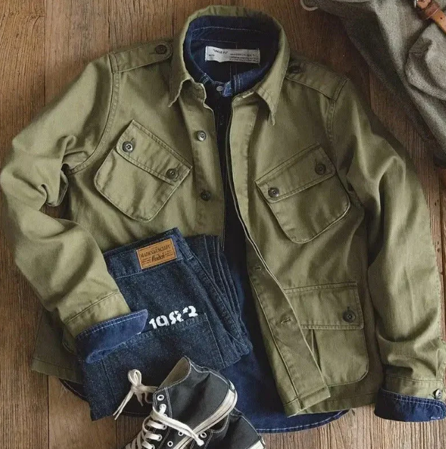 Men's Utility Field Jacket | Four-Pocket Design | Cotton Twill