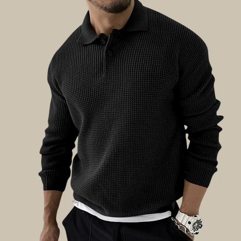 Men’s Waffle Quarter-Zip Pullover | Textured Knit | Smart Casual Layer