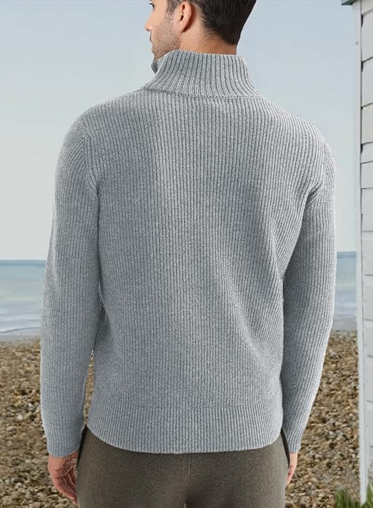 Men’s Quarter-Zip Ribbed Sweater | Soft Knit Pullover for Everyday Comfort