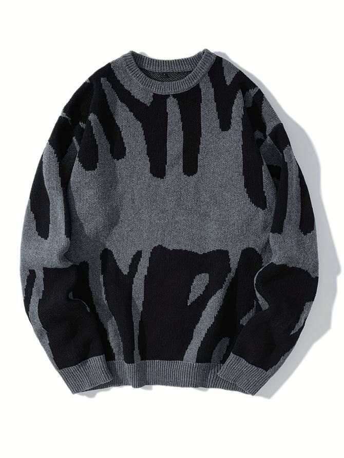 Men’s Patterned Knit Sweater | Casual Crewneck Pullover Canada