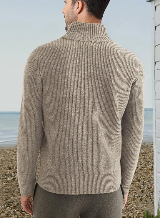 Men’s Quarter-Zip Ribbed Sweater | Soft Knit Pullover for Everyday Comfort