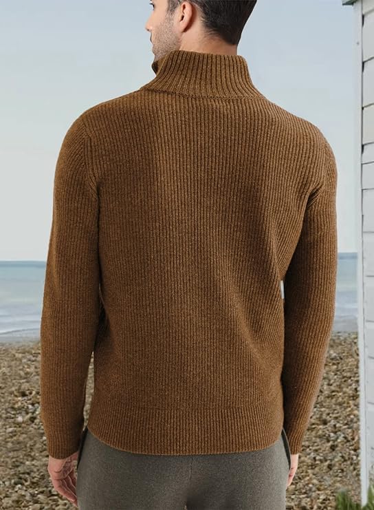 Men’s Quarter-Zip Ribbed Sweater | Soft Knit Pullover for Everyday Comfort