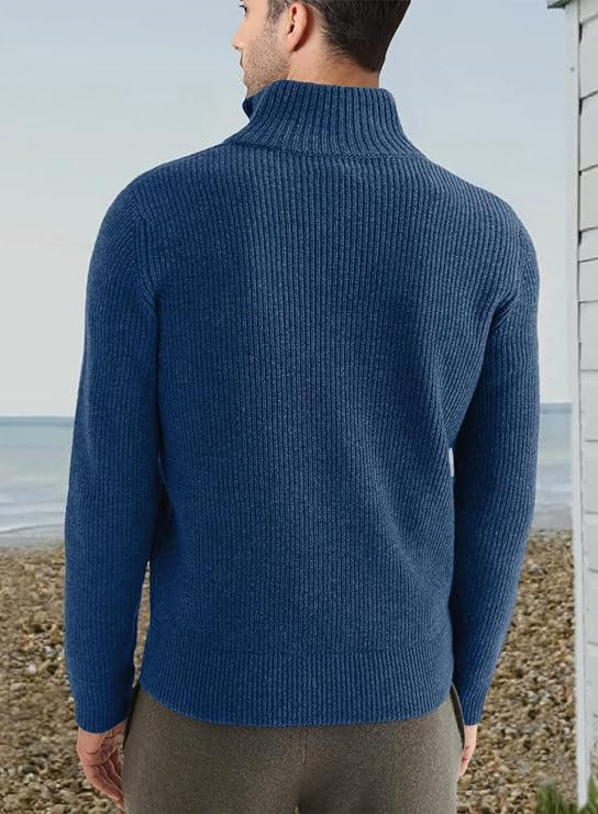 Men’s Quarter-Zip Ribbed Sweater | Soft Knit Pullover for Everyday Comfort