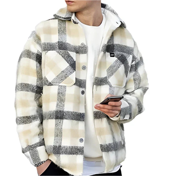 Brushed Plaid Overshirt Jacket | Men’s Casual Shacket