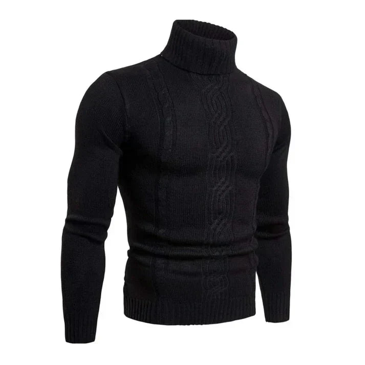 Men’s Cable Knit Turtleneck Sweater | Slim Fit | Warm Winter Pullover