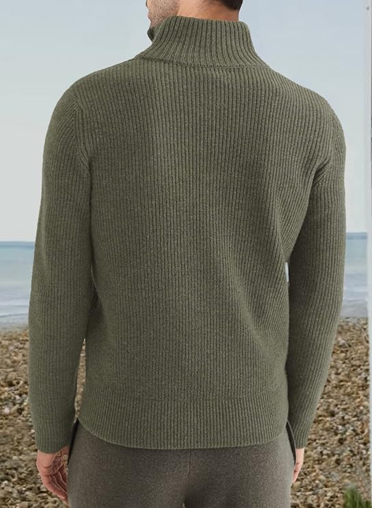 Men’s Quarter-Zip Ribbed Sweater | Soft Knit Pullover for Everyday Comfort