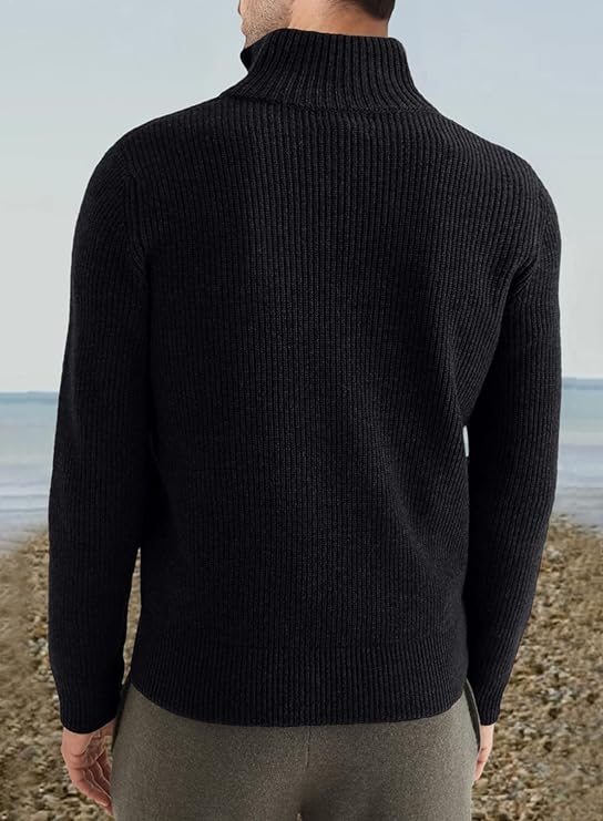 Men’s Quarter-Zip Ribbed Sweater | Soft Knit Pullover for Everyday Comfort