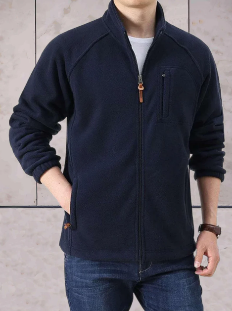 Men’s Full-Zip Stand Collar Jacket | Lightweight Stretch Layer | Casual Outerwear