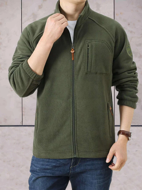 Men’s Full-Zip Stand Collar Jacket | Lightweight Stretch Layer | Casual Outerwear