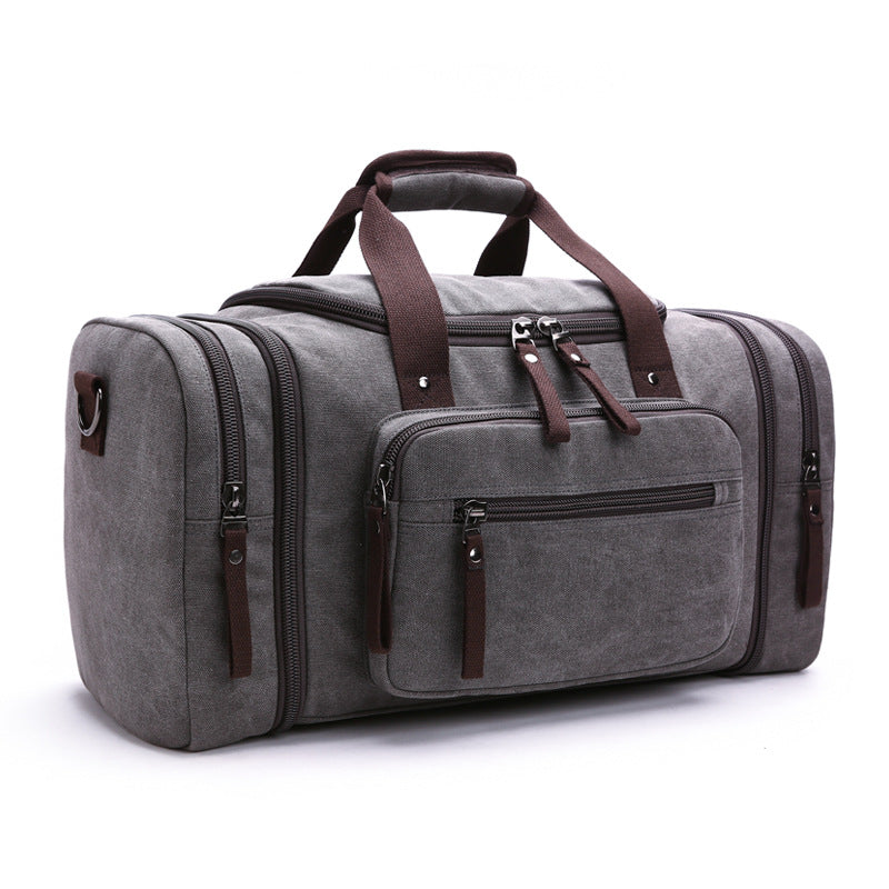 Men’s Canvas Duffel Bag | Large Travel Holdall | Weekend Carryall with Leather Straps