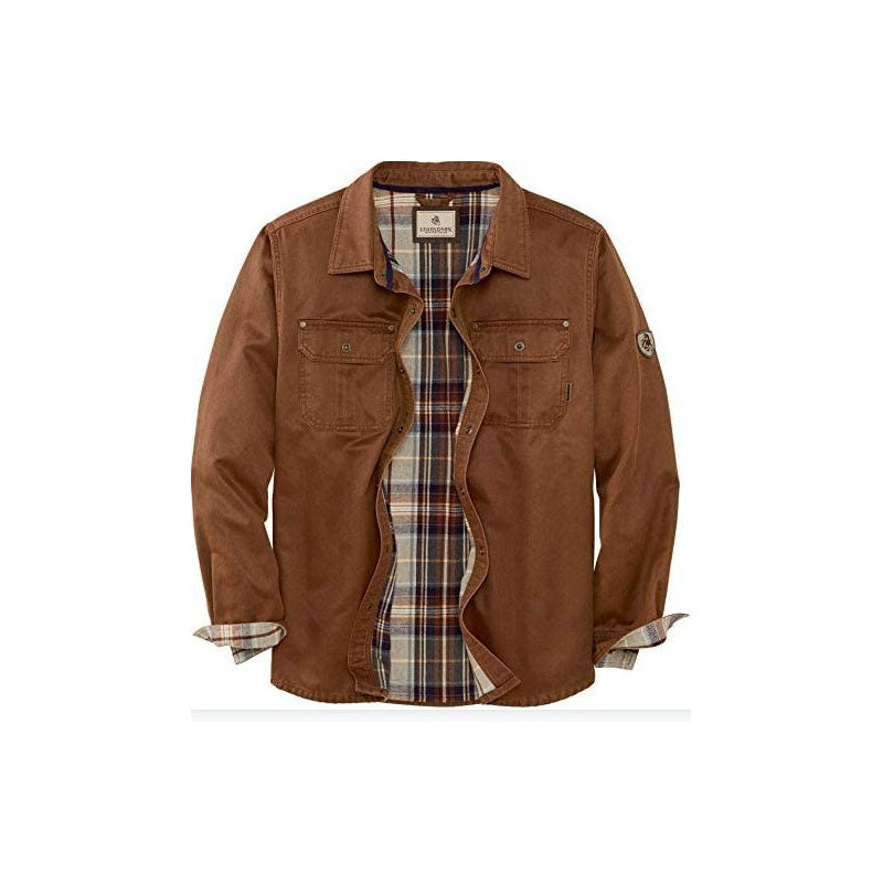 Men’s Suede-Lined Flannel Work Jacket | Button-Up Utility Shirt | Warm Fall Layer