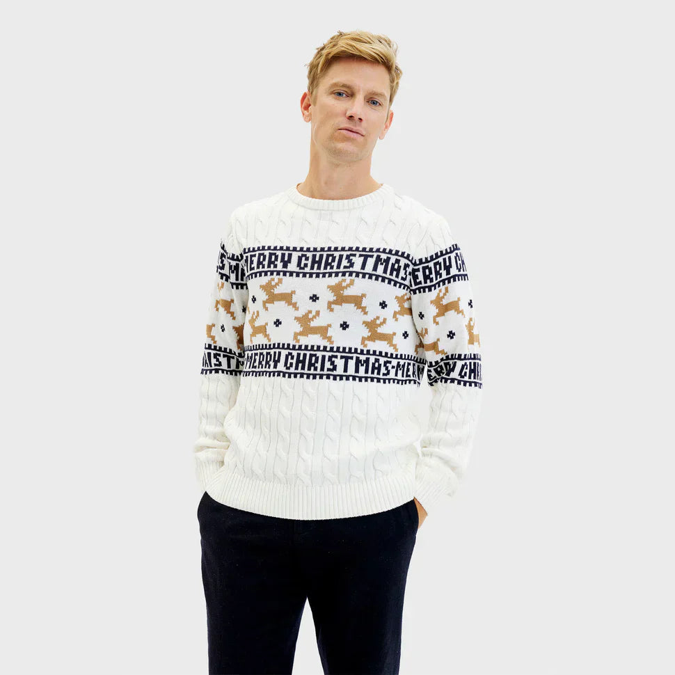Men’s Christmas Sweater | Reindeer Graphic Knit | Festive Winter Pullover