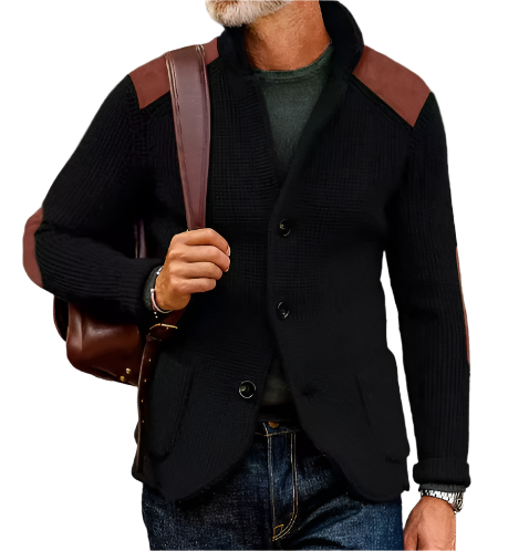 Contrast-Shoulder Knit Blazer | Textured Button Jacket | Smart Casual Layer