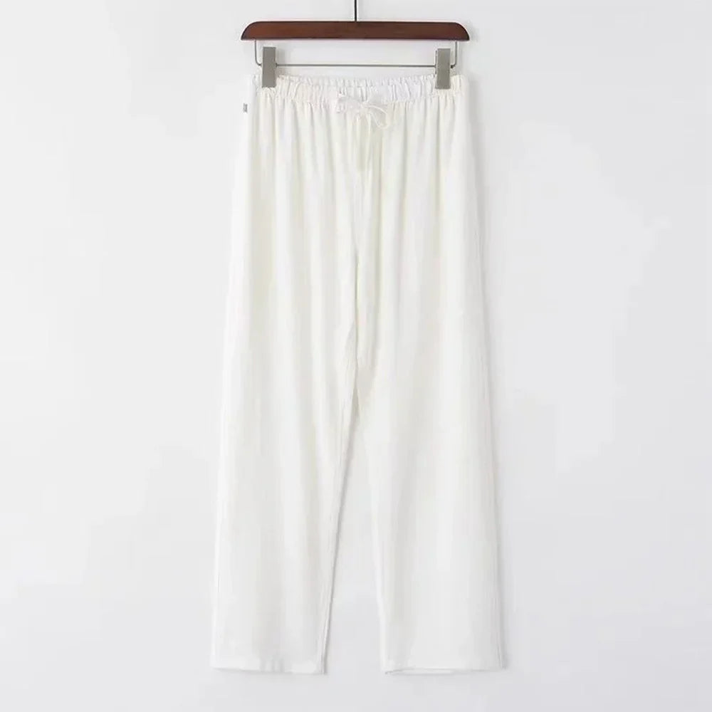Men’s Linen-Blend Drawstring Pants | Relaxed Fit | Lightweight Summer Trousers