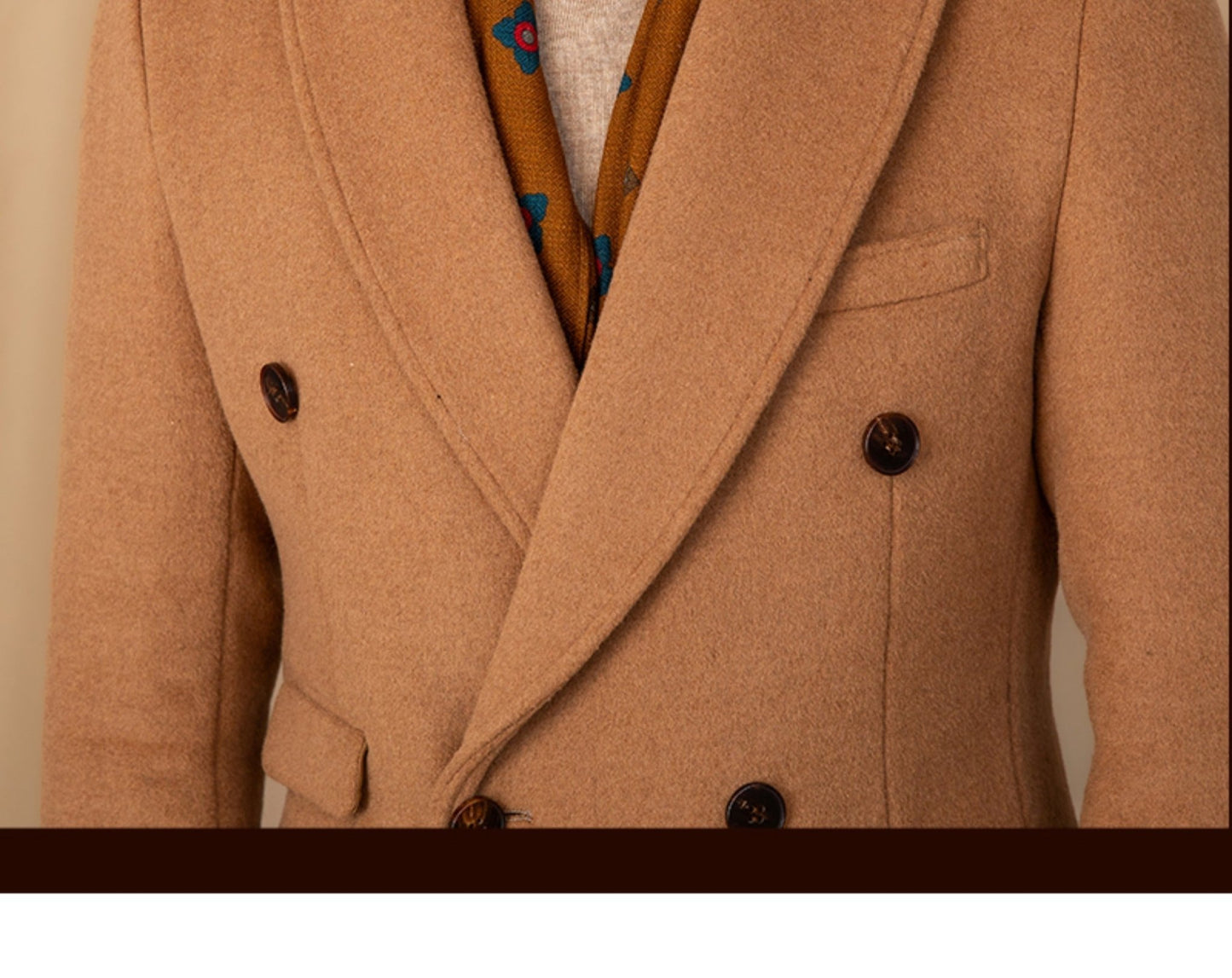 Double-Breasted Long Coat | Tailored Fit | Timeless Elegance