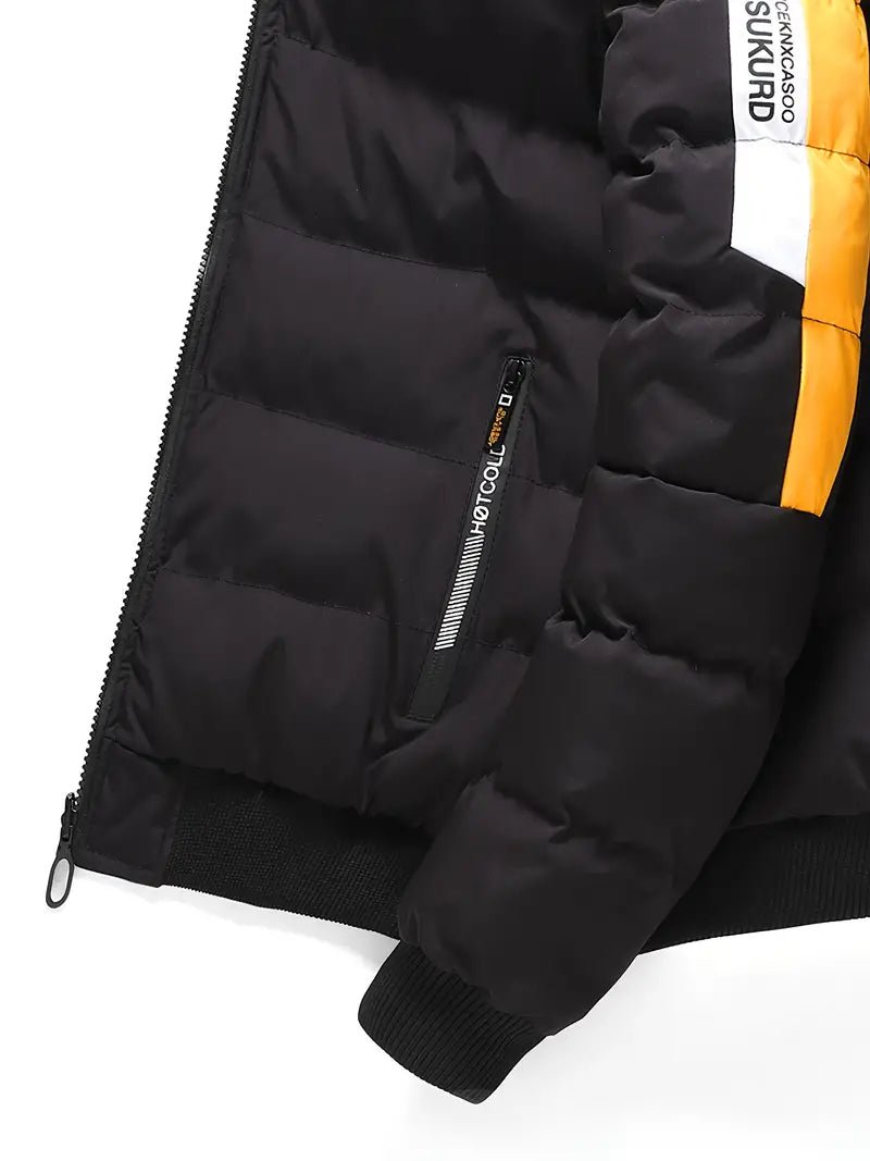Men's Puffer Jacket | Bold Graphic Hood Lining | Insulated & Water-Resistant | Winter Streetwear