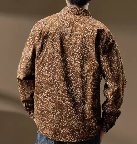Patterned Overshirt Jacket | Button-Front Cotton Blend | Casual Layer