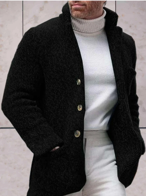 Chunky Knit Shawl Cardigan | Button-Up Jacket | Soft Ribbed Texture