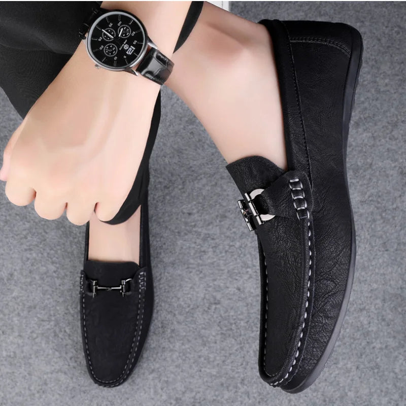Suede Loafer Shoes | Slip-On Dress Moccasins | Classic Metal Bit Detail