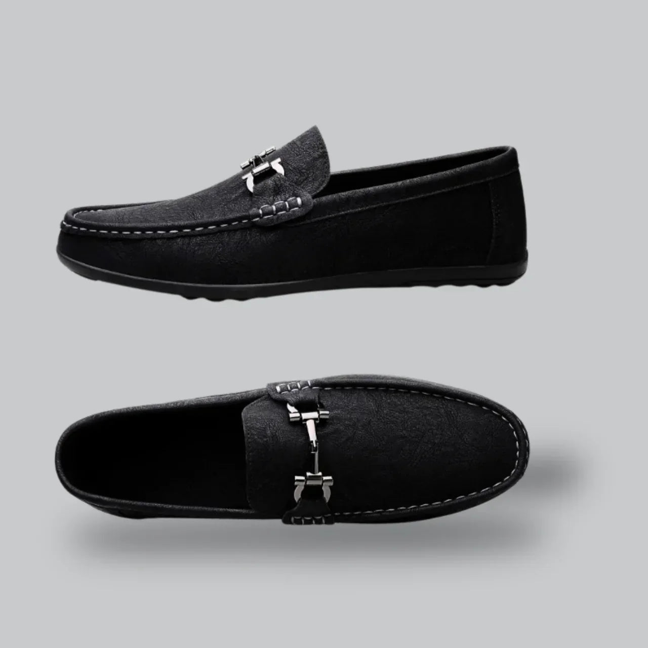 Suede Loafer Shoes | Slip-On Dress Moccasins | Classic Metal Bit Detail
