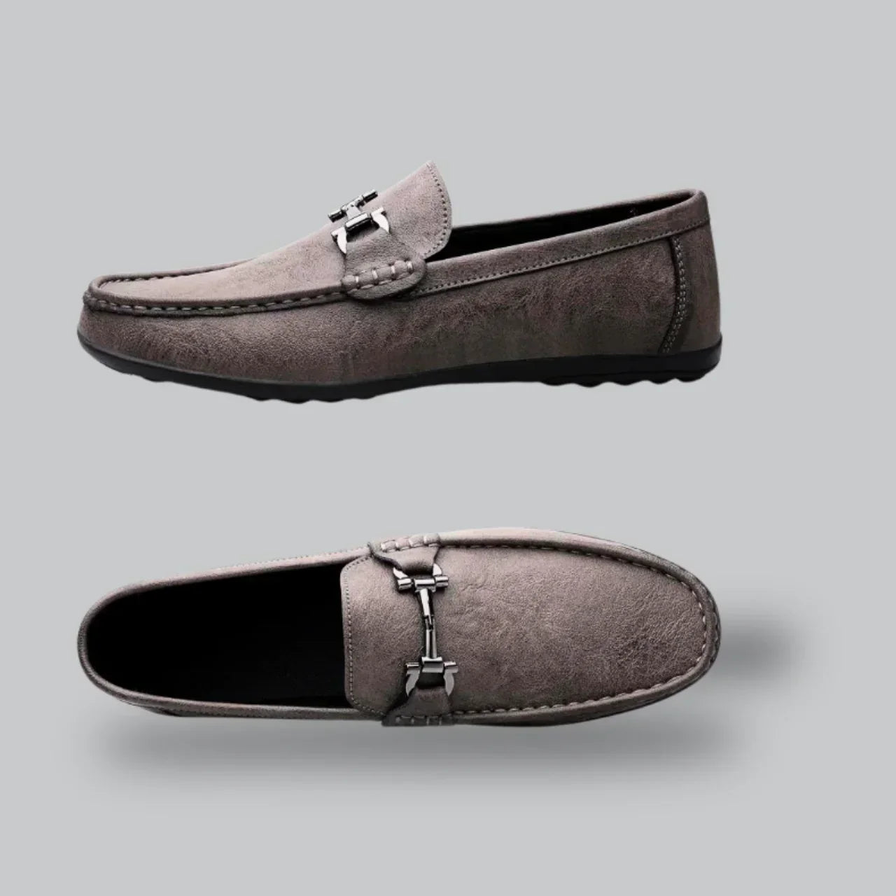 Suede Loafer Shoes | Slip-On Dress Moccasins | Classic Metal Bit Detail