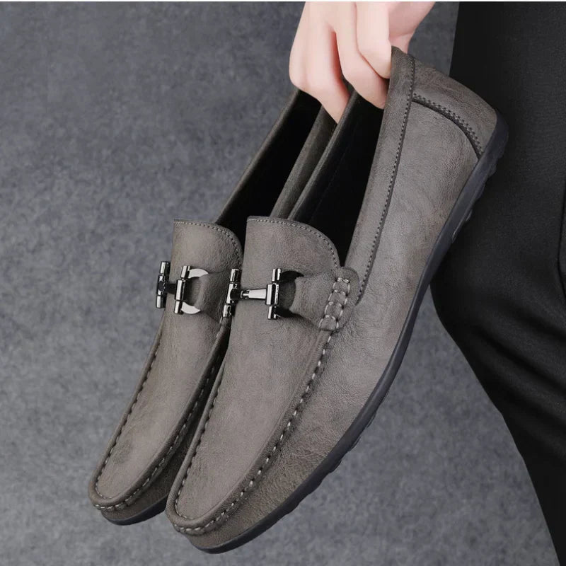 Suede Loafer Shoes | Slip-On Dress Moccasins | Classic Metal Bit Detail