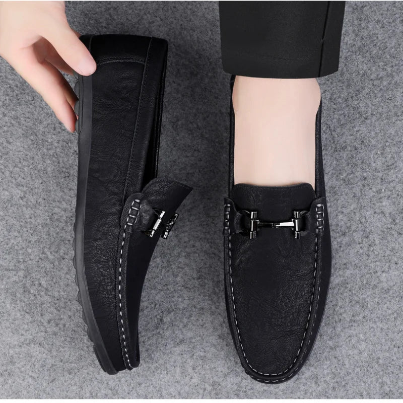 Suede Loafer Shoes | Slip-On Dress Moccasins | Classic Metal Bit Detail