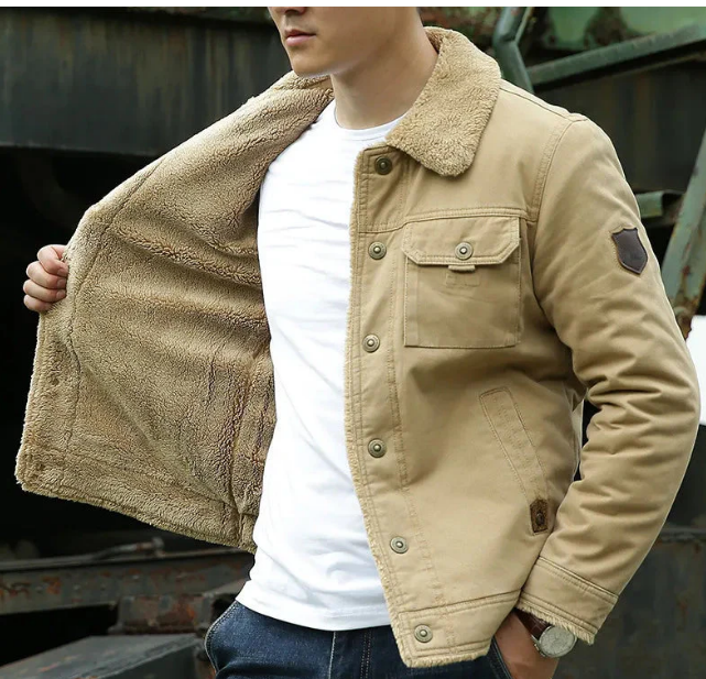 Men's Canvas Trucker Jacket | Button-Front Utility Style | Midweight Fall Outerwear