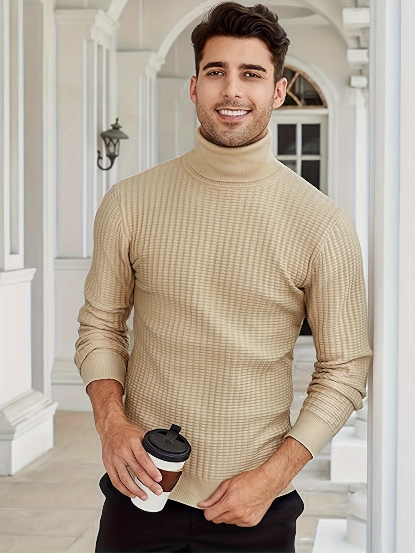 Ribbed Turtleneck Sweater | Slim Fit Cable Knit | Fall-Winter Essential