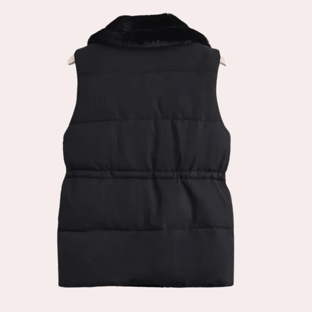Faux Fur Lined Puffer Vest | Warm & Stylish | PU Leather | Fall & Winter Layering