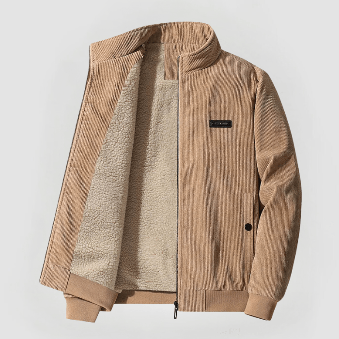 Men’s Corduroy Bomber Jacket | Fleece-Lined Zip Jacket for Fall & Winter
