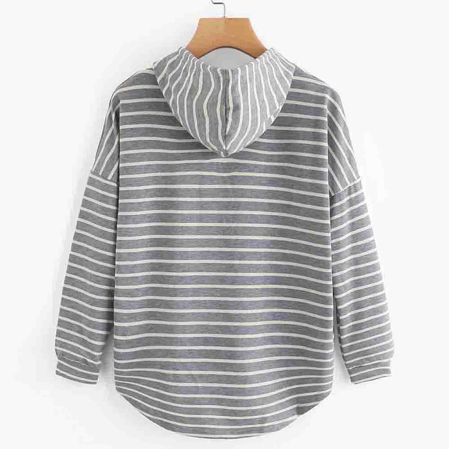 Striped Hoodie Pullover | Drawstring Neck | Casual Lightweight Layer