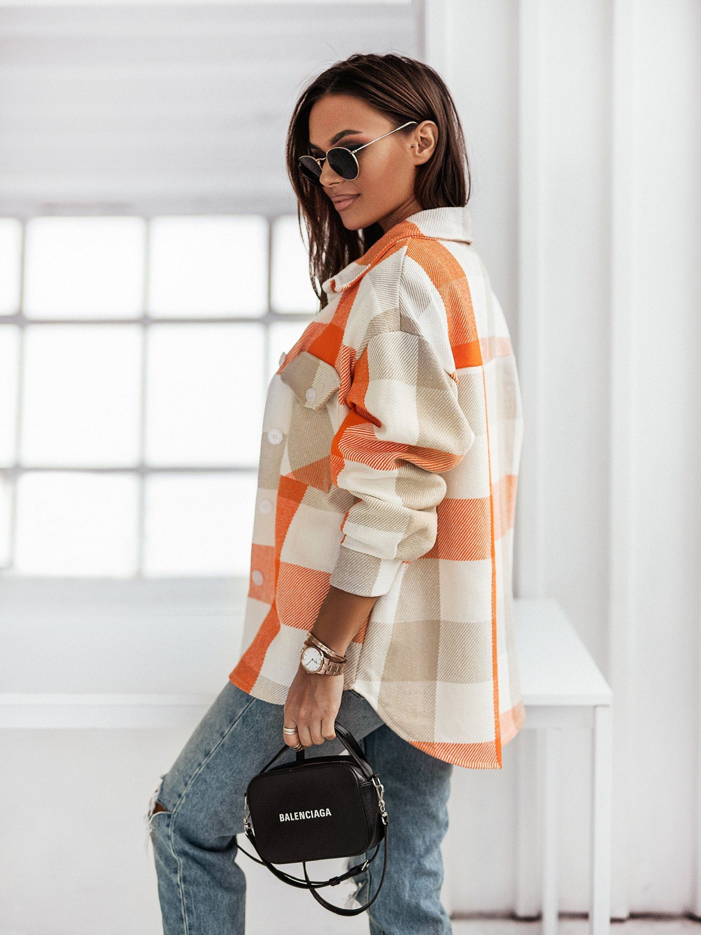 Colorful Plaid Shacket | Polyester Blend | Vibrant and Trendy