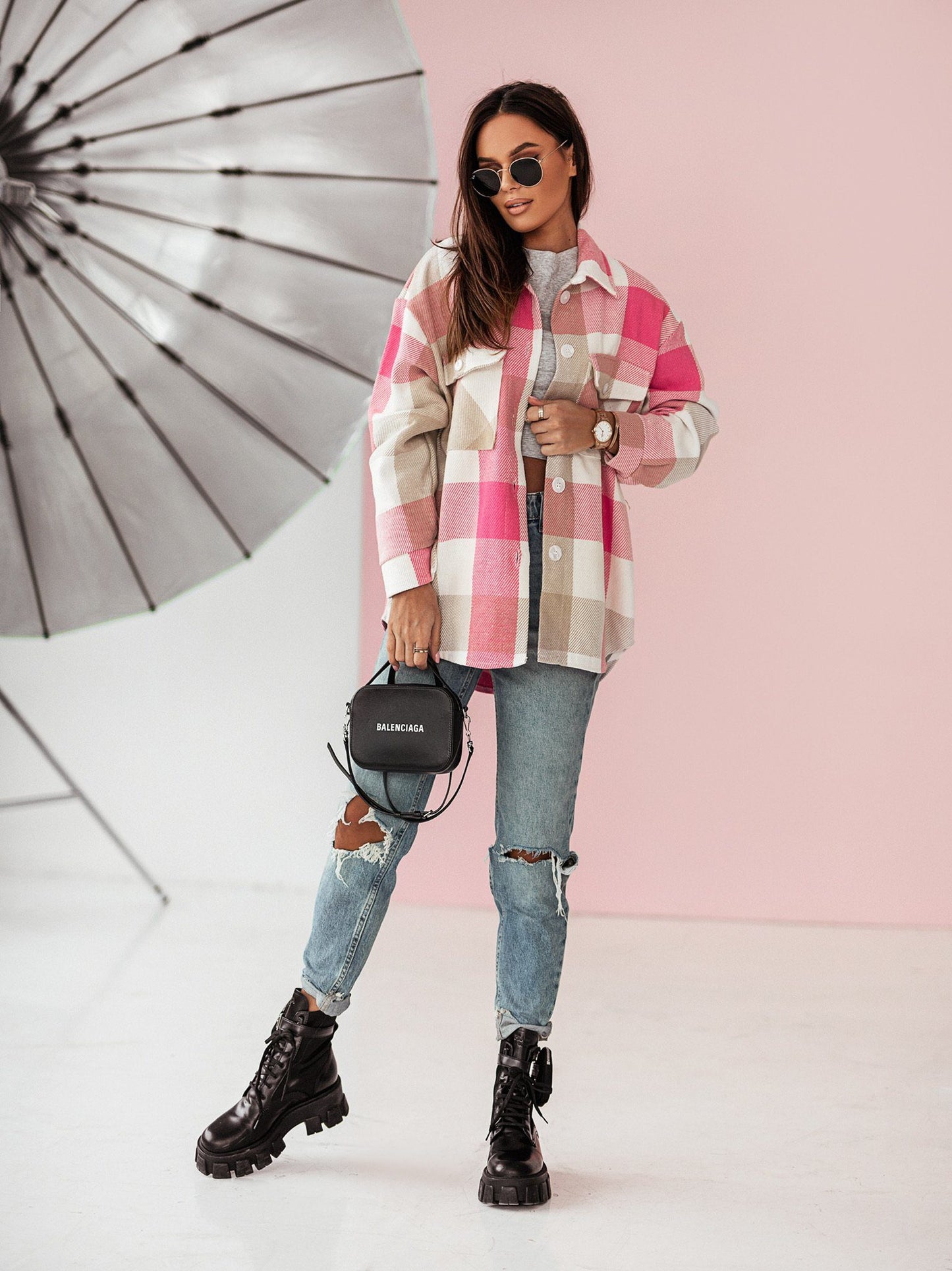 Colorful Plaid Shacket | Polyester Blend | Vibrant and Trendy