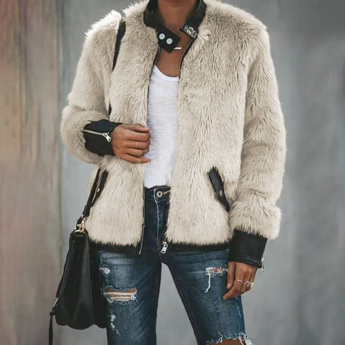 Faux Fur Bomber Jacket | Luxe Contrast Detailing | Warm Winter Outerwear