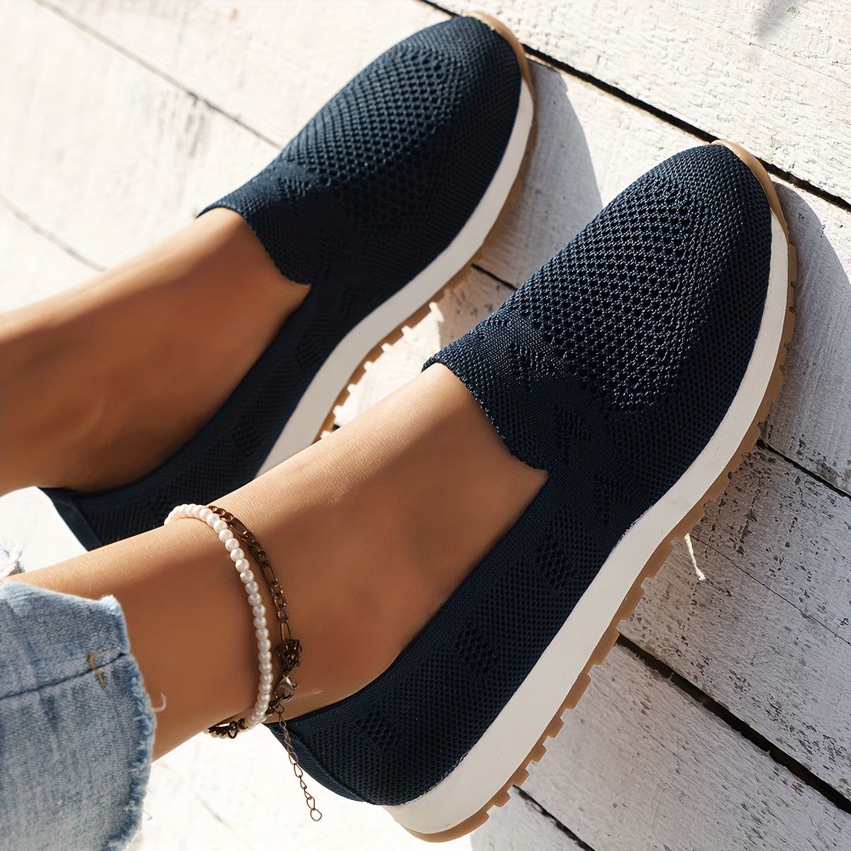 Knit Slip-On Sneakers | Lightweight Casual Walking Shoes | Breathable Stretch Fit
