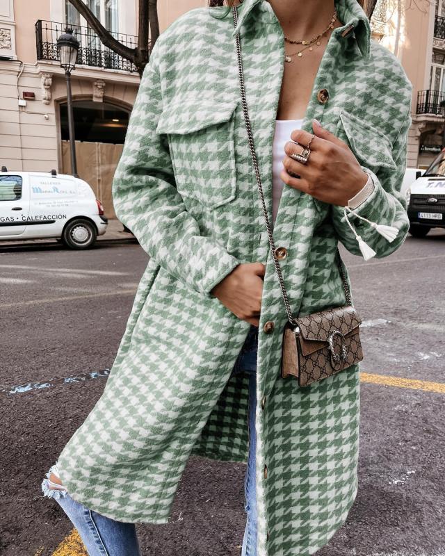 Classic Houndstooth Coat | Timeless Pattern | Wool Blend | Everyday Elegance