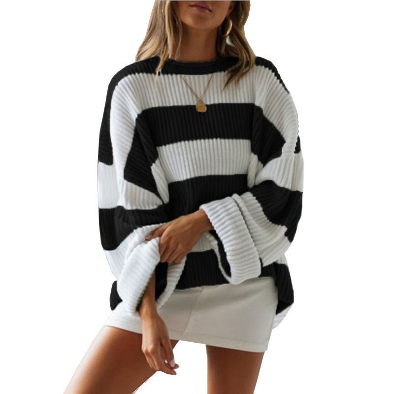 Oversized Striped Sweater | Cozy Knitwear | Cotton Blend | Casual Chic