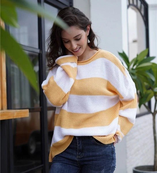 Oversized Striped Sweater | Cozy Knitwear | Cotton Blend | Casual Chic