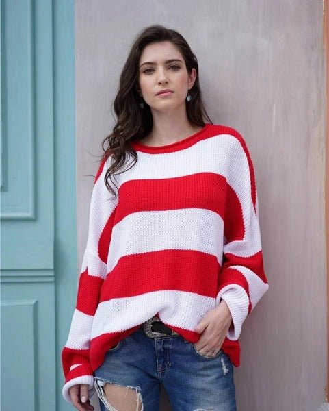 Oversized Striped Sweater | Cozy Knitwear | Cotton Blend | Casual Chic