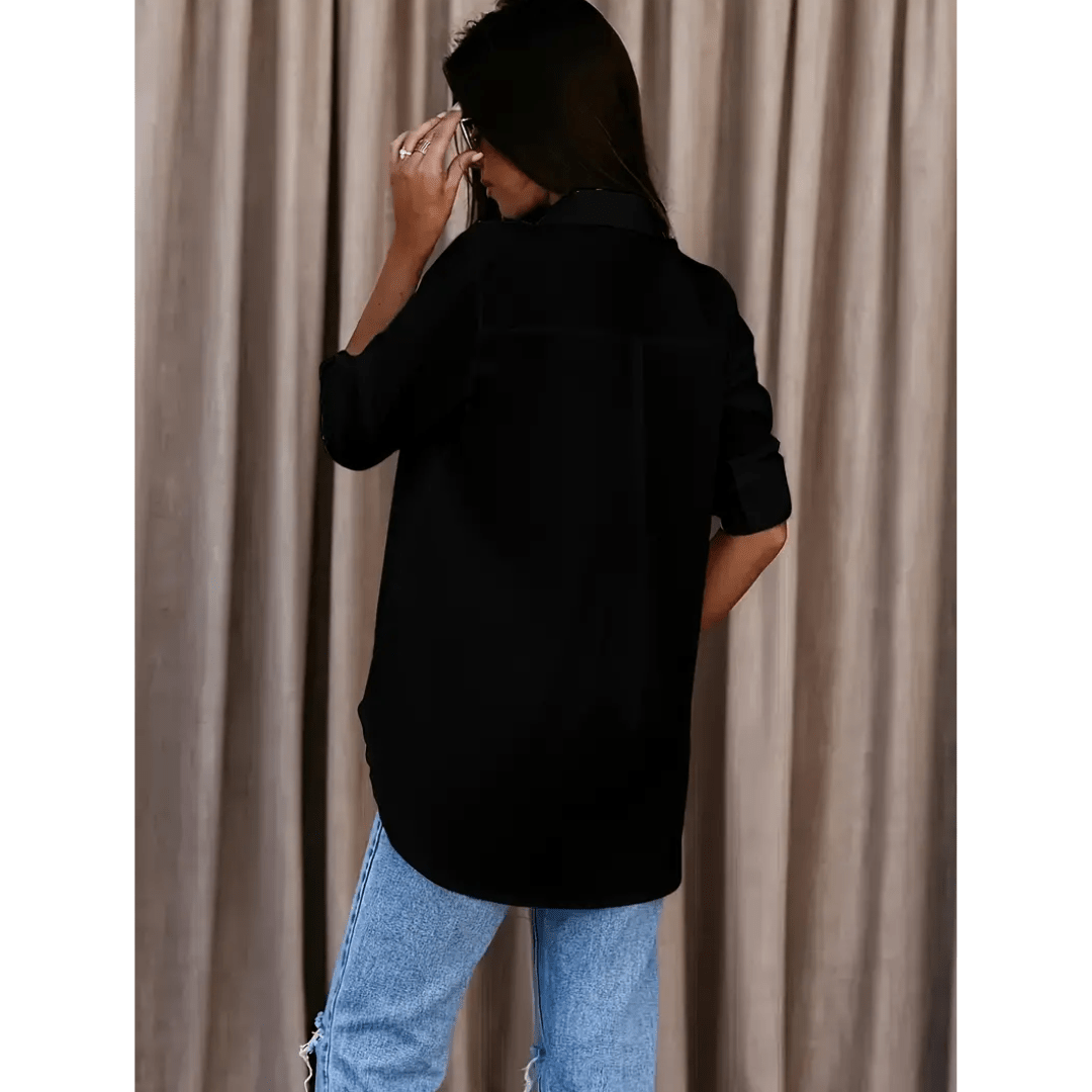 Longline Button-Up Shirt | Roll-Tab Sleeves | Classic Collar
