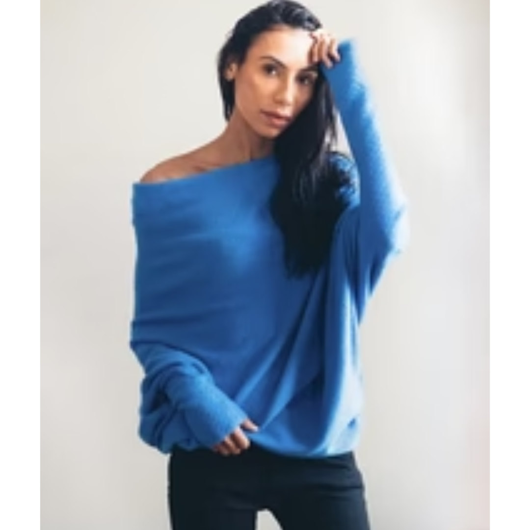 Asymmetric Slouch Sweater | Off-Shoulder Knit | Relaxed Fit Pullover Top