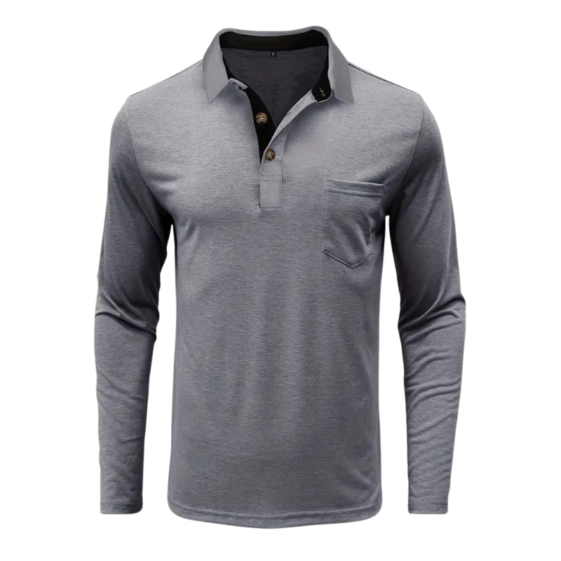 Men's Long Sleeve Polo Shirt | Textured Knit | Casual Workwear Essential