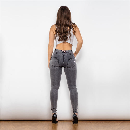 High-Waisted Skinny Jeans | Stretch Denim | Washed Grey | Figure-Flattering Fit