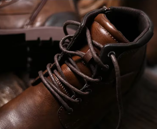 Men's Leather Lace-Up Boots | Rugged Sole | Classic Ankle Height