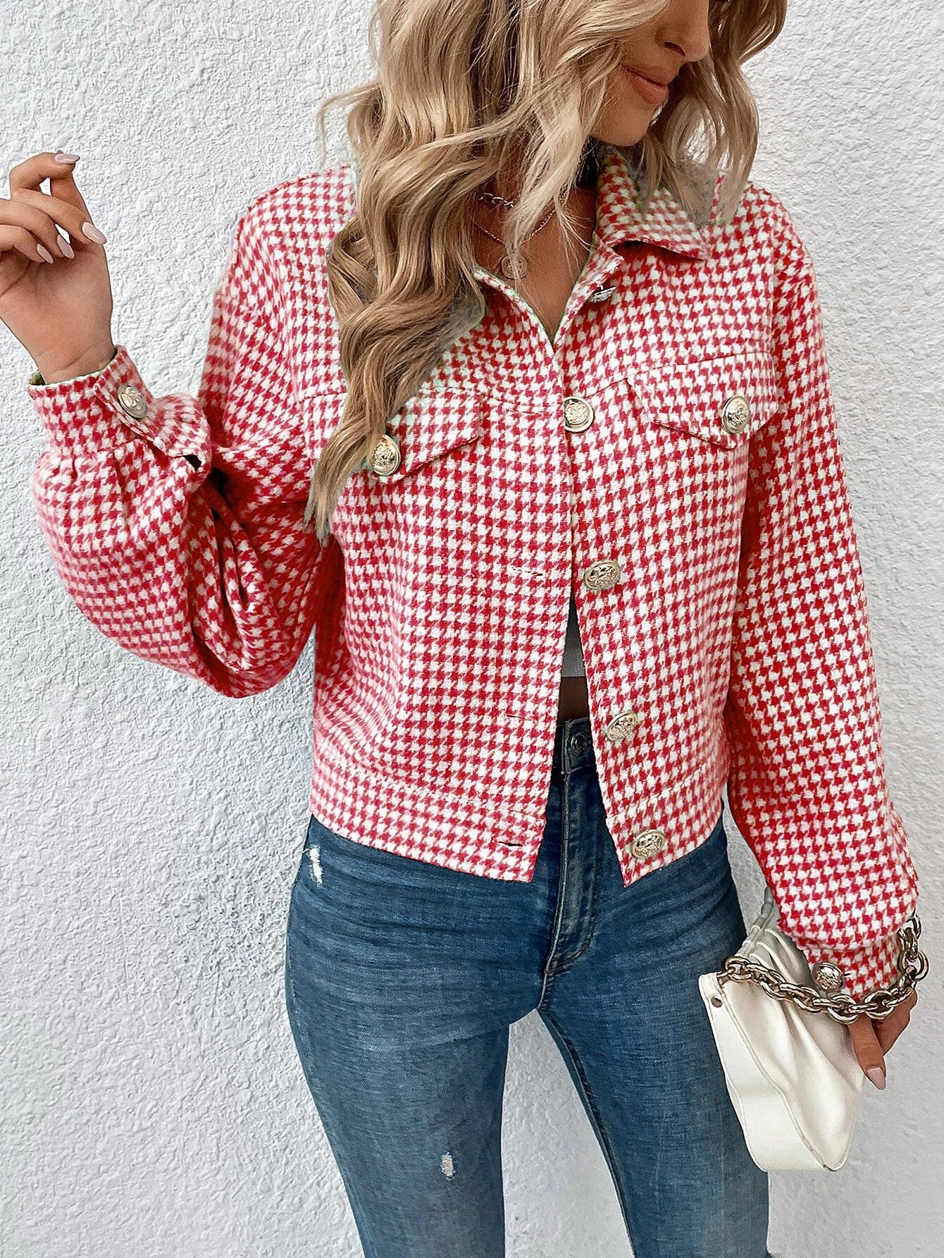 Plaid Button-Up Cropped Jacket | Casual Chic | Soft Fabric Blend | Everyday Wear