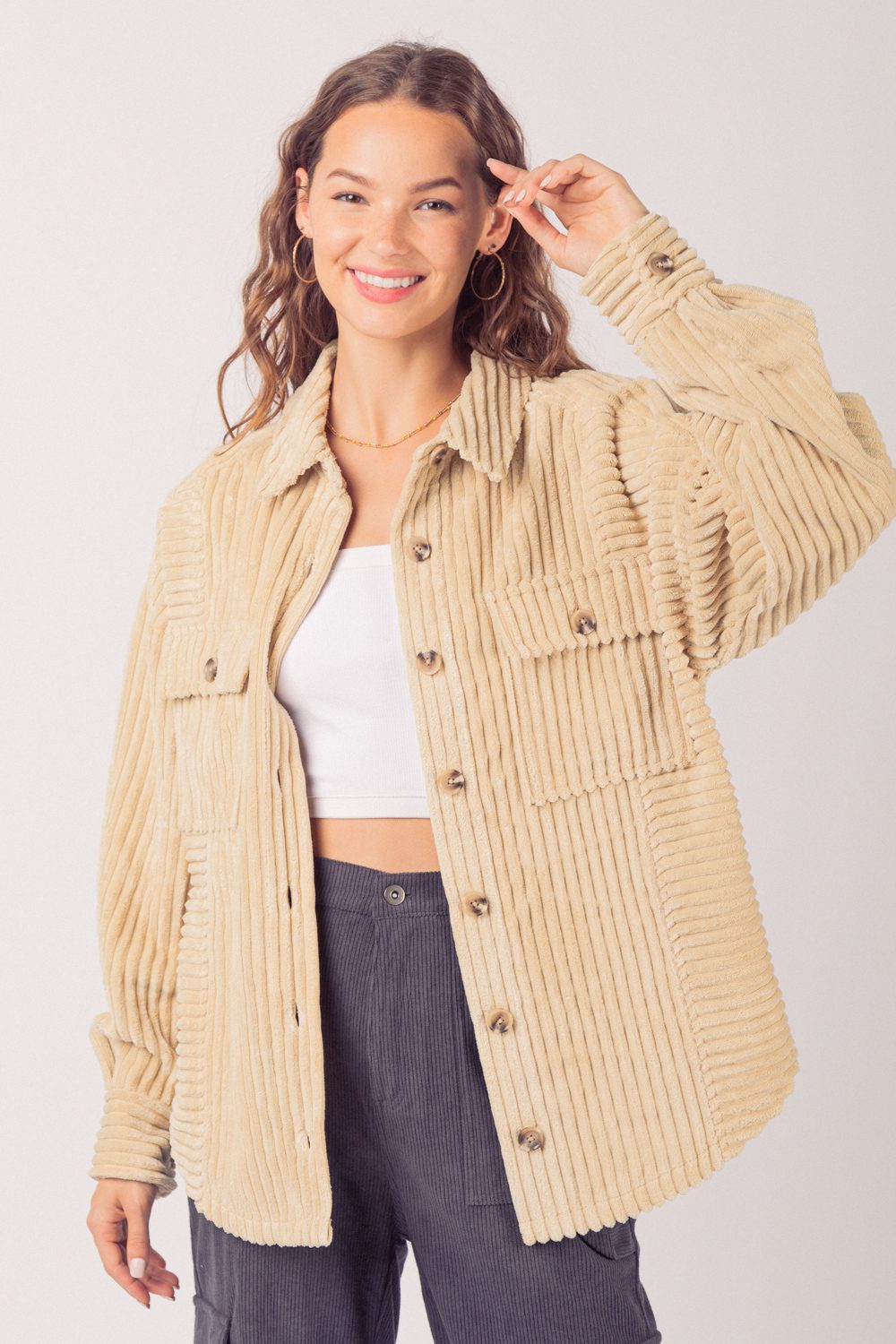 Oversized Corduroy Shacket | Relaxed Fit | Soft Cotton Blend | Casual Layering