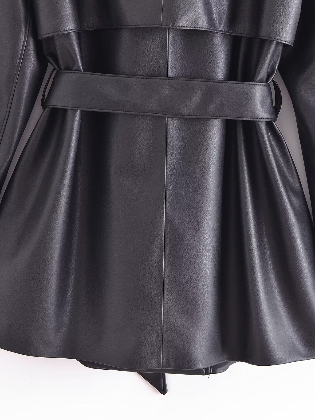 Faux Leather Belted Jacket | Tailored Fit | Bold and Chic